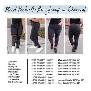 PLAID PEEK-A-BOO JEANS IN CHARCOAL